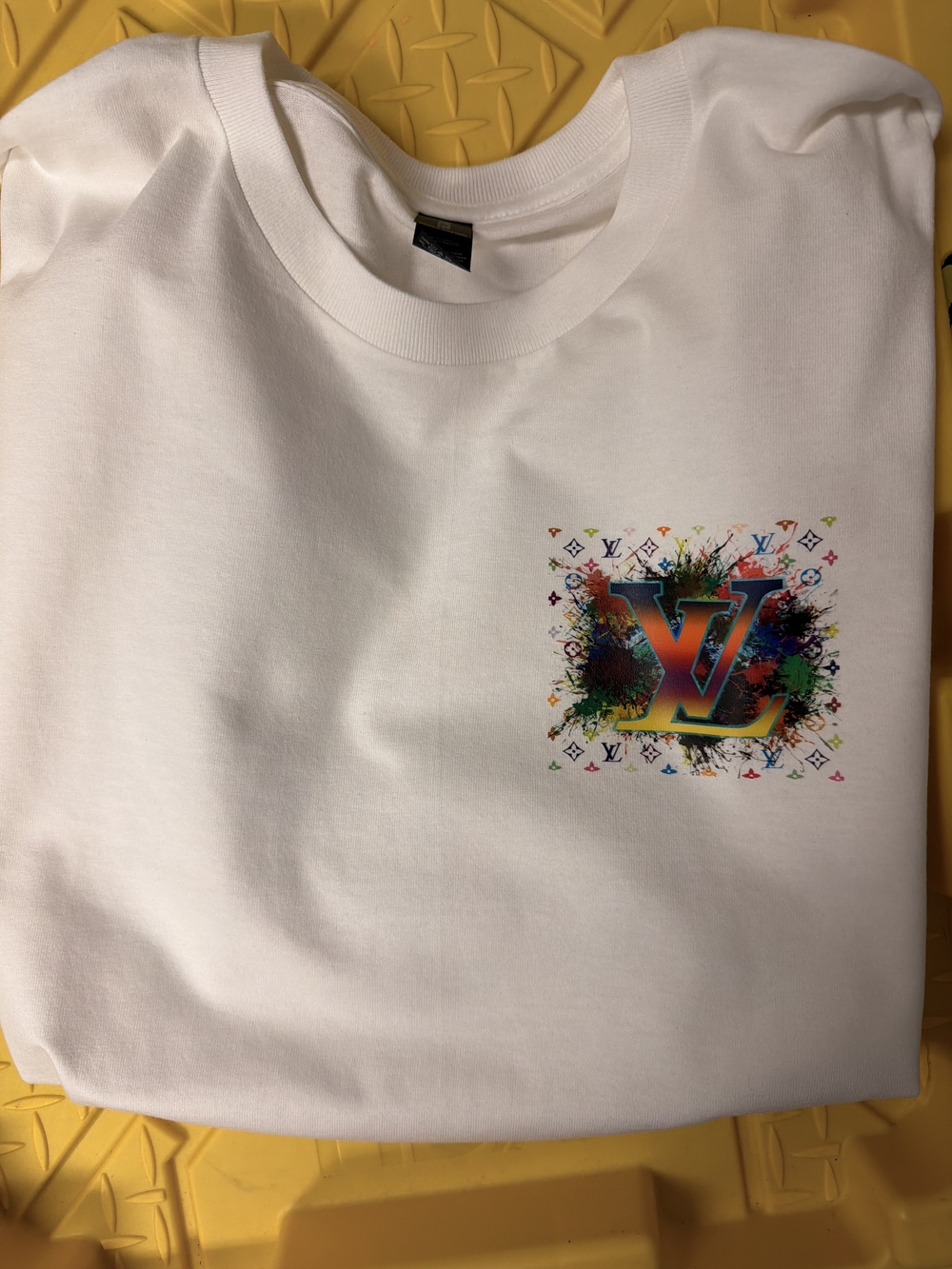 White Graphic Tee with Colorful Logo